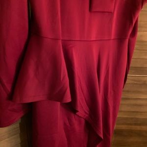 Never worn plus size Akioloas  draped, tie neck fitted dress.  Color Maroon